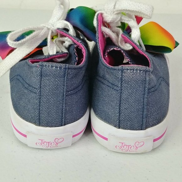 JoJo Siwa Legacee Denim Sneakers Girls Size 4 With Big Iconic Bows - Picture 5 of 8